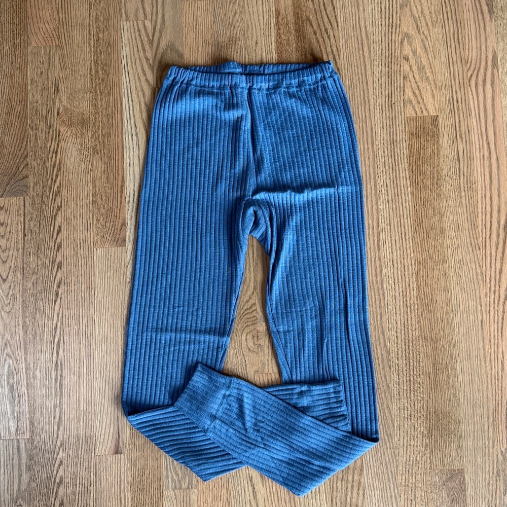 Hocosa wool and silk Blue Ribbed Leggings